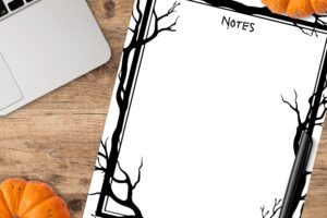 Eerie bare trees border note paper page free printable www.emjaybeedesign.com