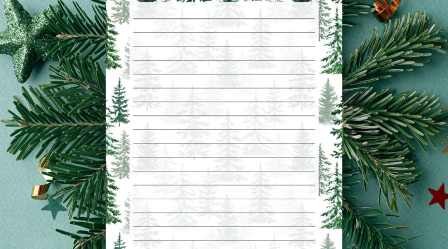 holiday trees background stationery lined paper mock up www.emjaybeedesign.com