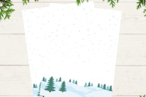 Falling snowflakes winter stationery pages free printable featured image www.emjaybeedesign.com